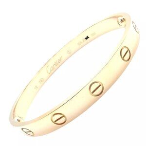 Authentic! Cartier 18k Yellow Gold Love Bangle Bracelet Size 19 Paper